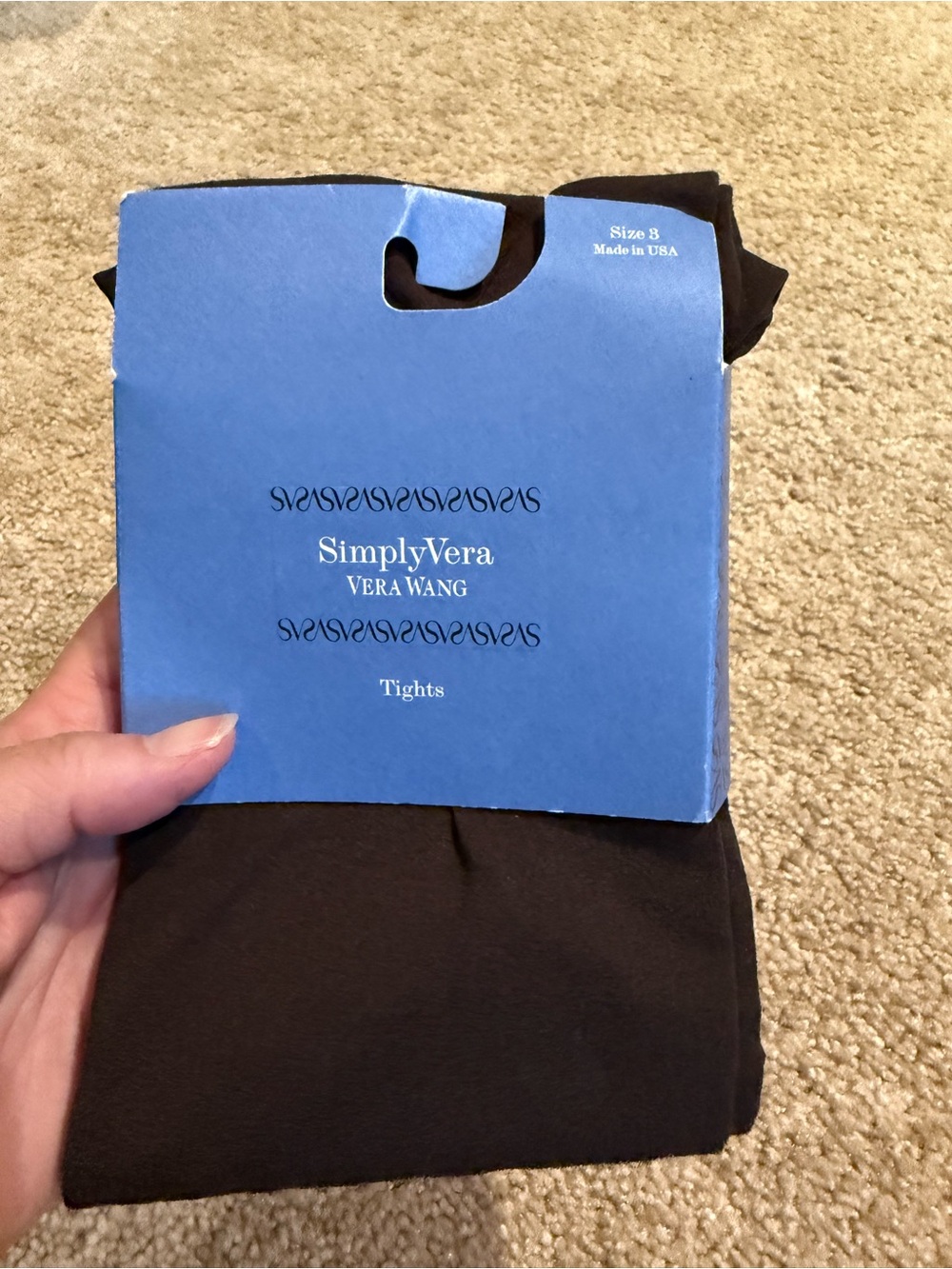 NWT Simply Vera Vera Wang Control Top Opaque Tights Brown Size 3